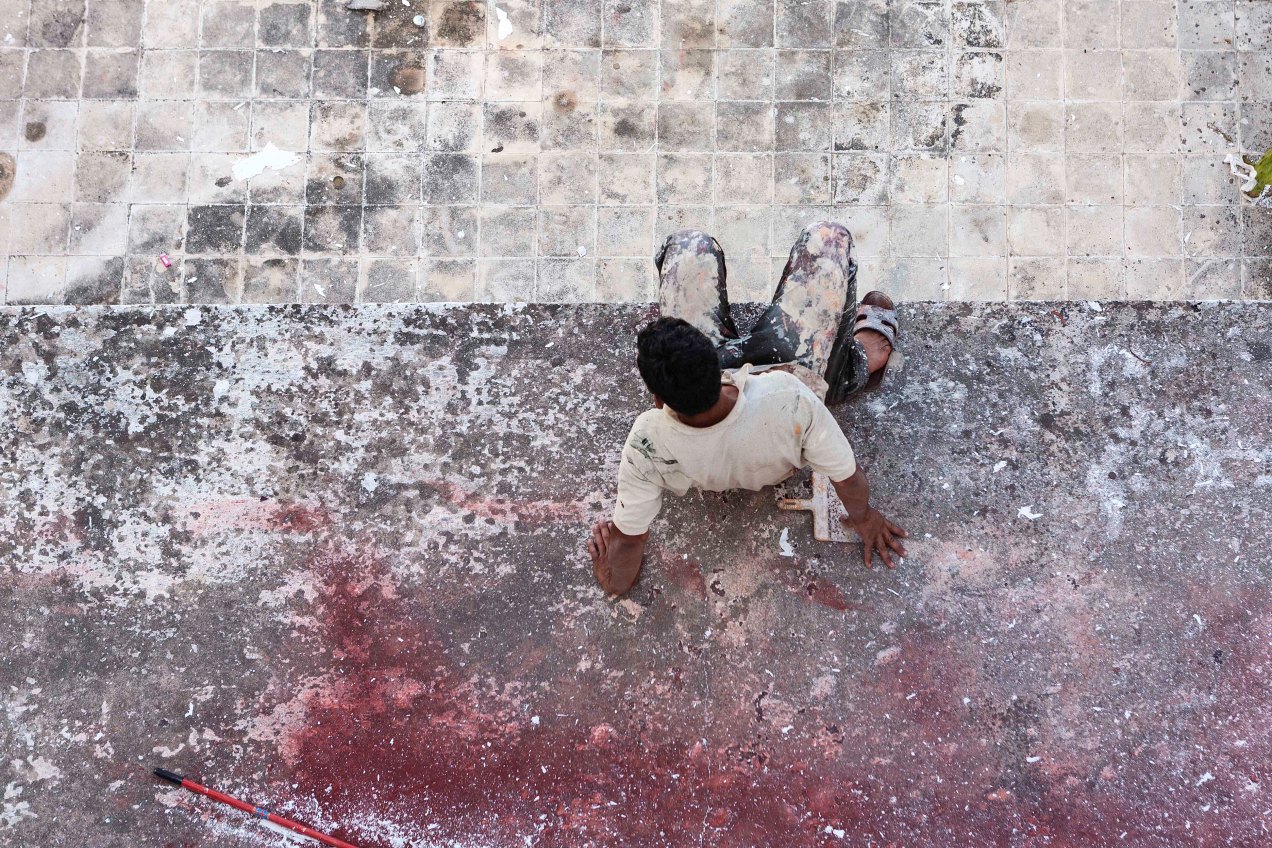 Travaux, peinture, l'homme caméléon, gildalliere, Tanger, 2012